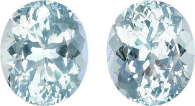 Oval cut aquamarine, 12.9 by 10.79 mm, shown at actual size