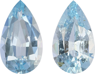 Pear cut aquamarine, 13.52 by 7.73 mm, shown at actual size