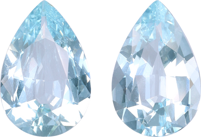 Pear cut aquamarine, 13.09 by 8.57 mm, shown at actual size