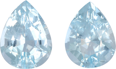 Pear cut aquamarine, 13.73 by 10.19 mm, shown at actual size