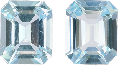 Rectangular cut aquamarine, 10.03 by 8.14 mm, shown at actual size
