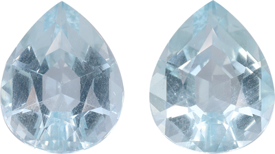 Pear cut aquamarine, 12.16 by 10 mm, shown at actual size