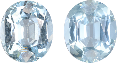 Oval cut aquamarine, 13.13 by 11.02 mm, shown at actual size