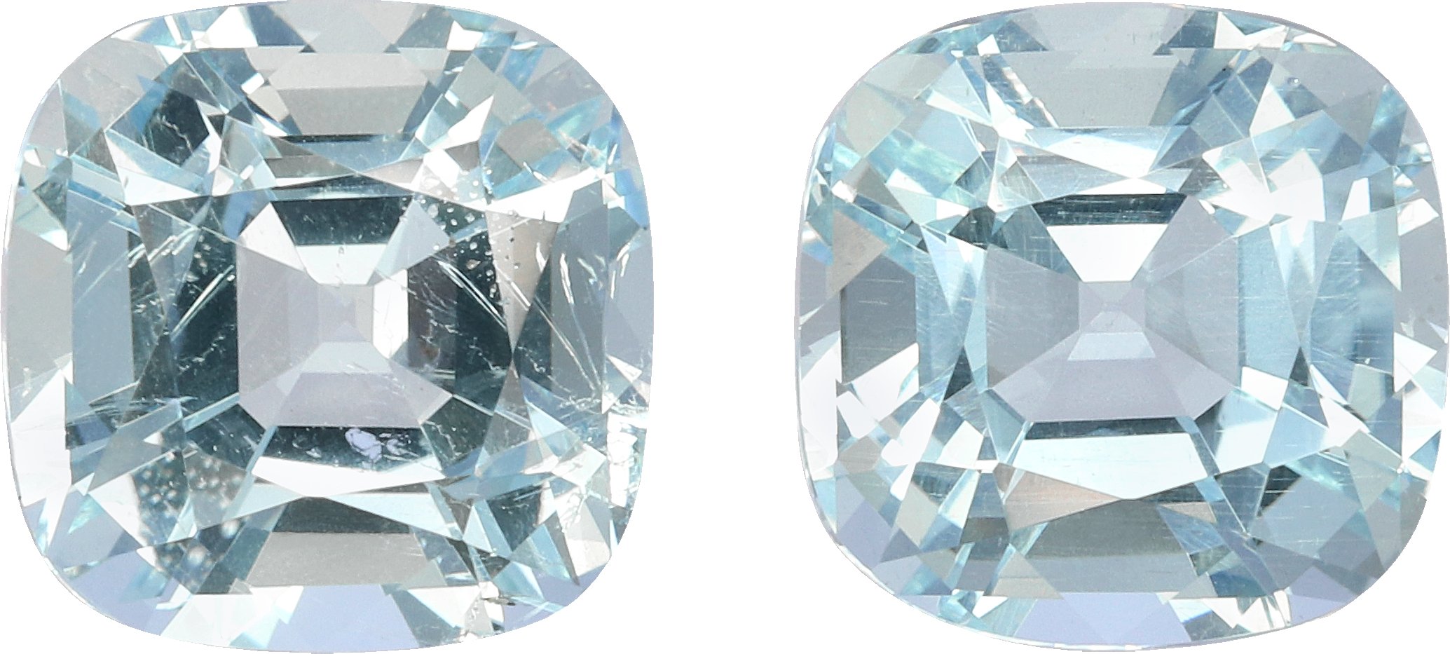 Cushion cut aquamarine, 10.16 by 10.16 mm, shown at actual size