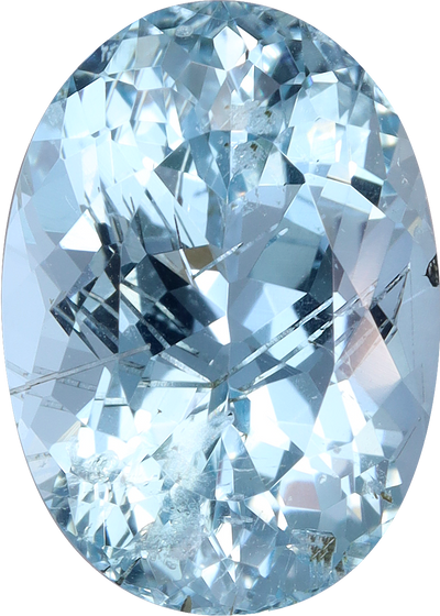 Oval cut aquamarine, 12.61 by 8.98 mm, shown at actual size