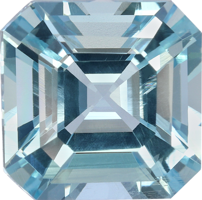 Square cut aquamarine, 9.2 by 9.19 mm, shown at actual size