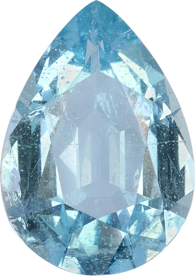 Pear cut aquamarine, 12.88 by 9.13 mm, shown at actual size