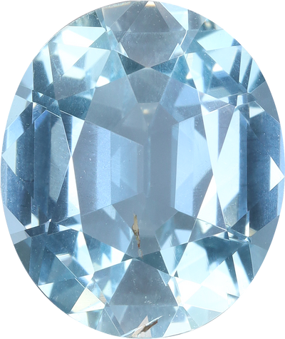 Oval cut aquamarine, 11.95 by 10.06 mm, shown at actual size