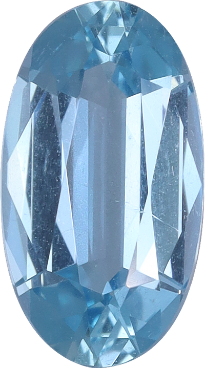 Oval cut aquamarine, 9.2 by 5.09 mm, shown at actual size