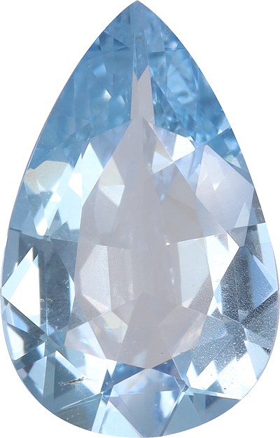 Pear cut aquamarine, 11.54 by 7.32 mm, shown at actual size