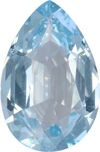 Pear cut aquamarine, 24.56 by 16.12 mm, shown at actual size