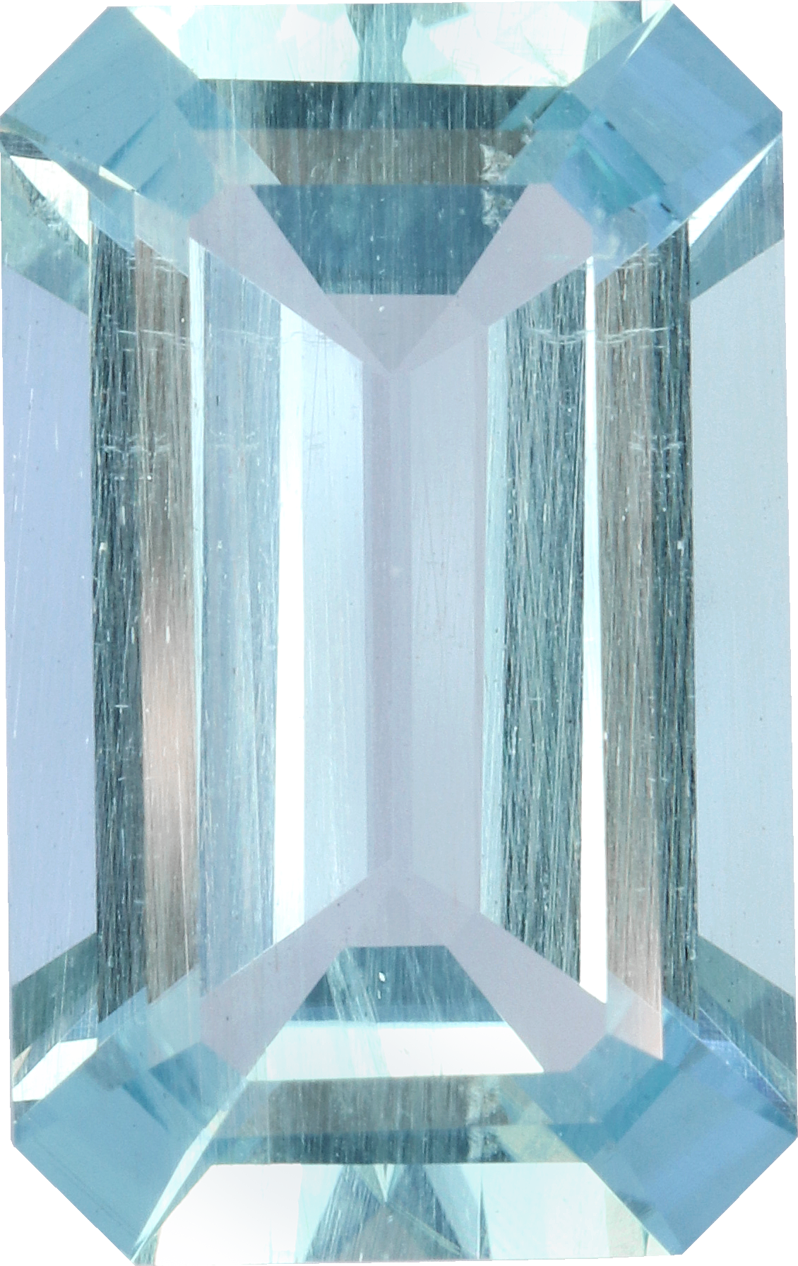 Rectangular cut aquamarine, 19.68 by 12.35 mm, shown at actual size