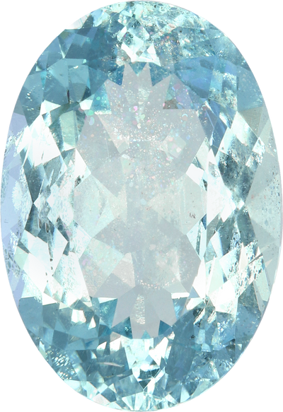 Oval cut aquamarine, 20.62 by 14.23 mm, shown at actual size