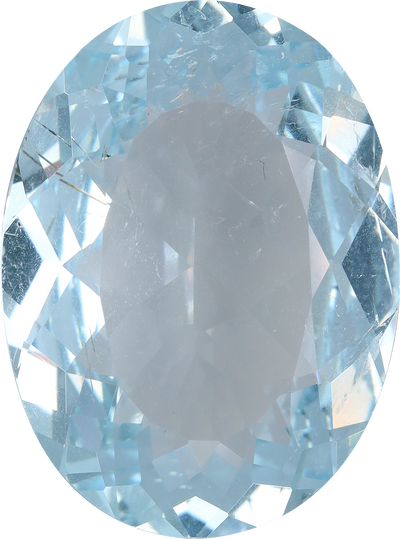 Oval cut aquamarine, 17.78 by 12.48 mm, shown at actual size