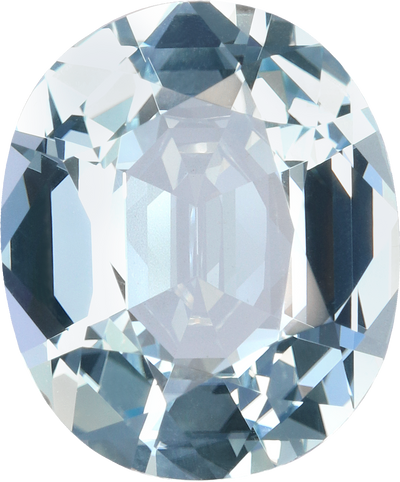 Oval cut aquamarine, 16.24 by 13.56 mm, shown at actual size