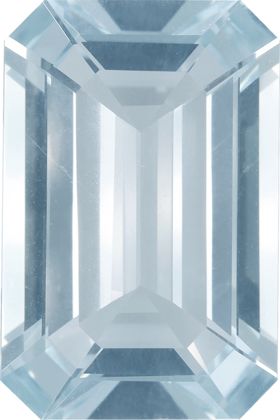 Rectangular cut aquamarine, 18.73 by 12.4 mm, shown at actual size