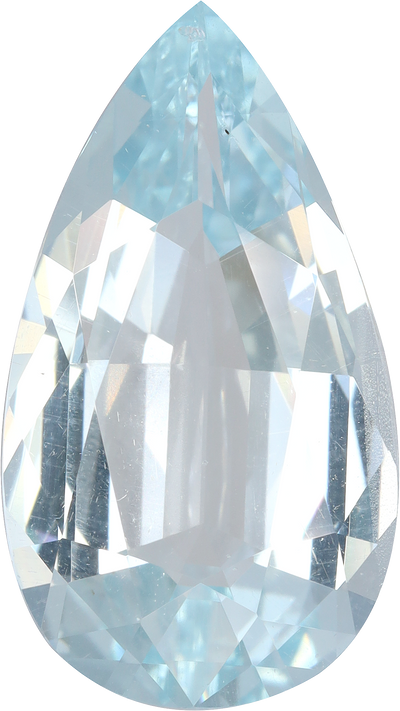 Pear cut aquamarine, 19.65 by 11.01 mm, shown at actual size