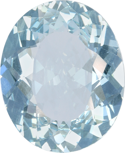 Oval cut aquamarine, 16.06 by 11.99 mm, shown at actual size