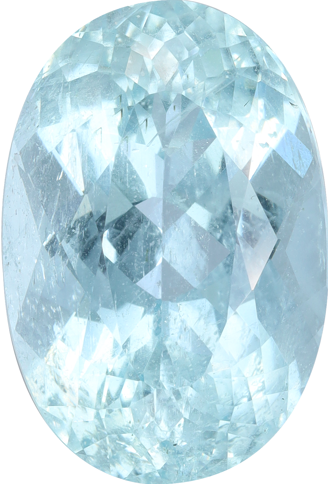 Oval cut aquamarine, 16.74 by 11.31 mm, shown at actual size