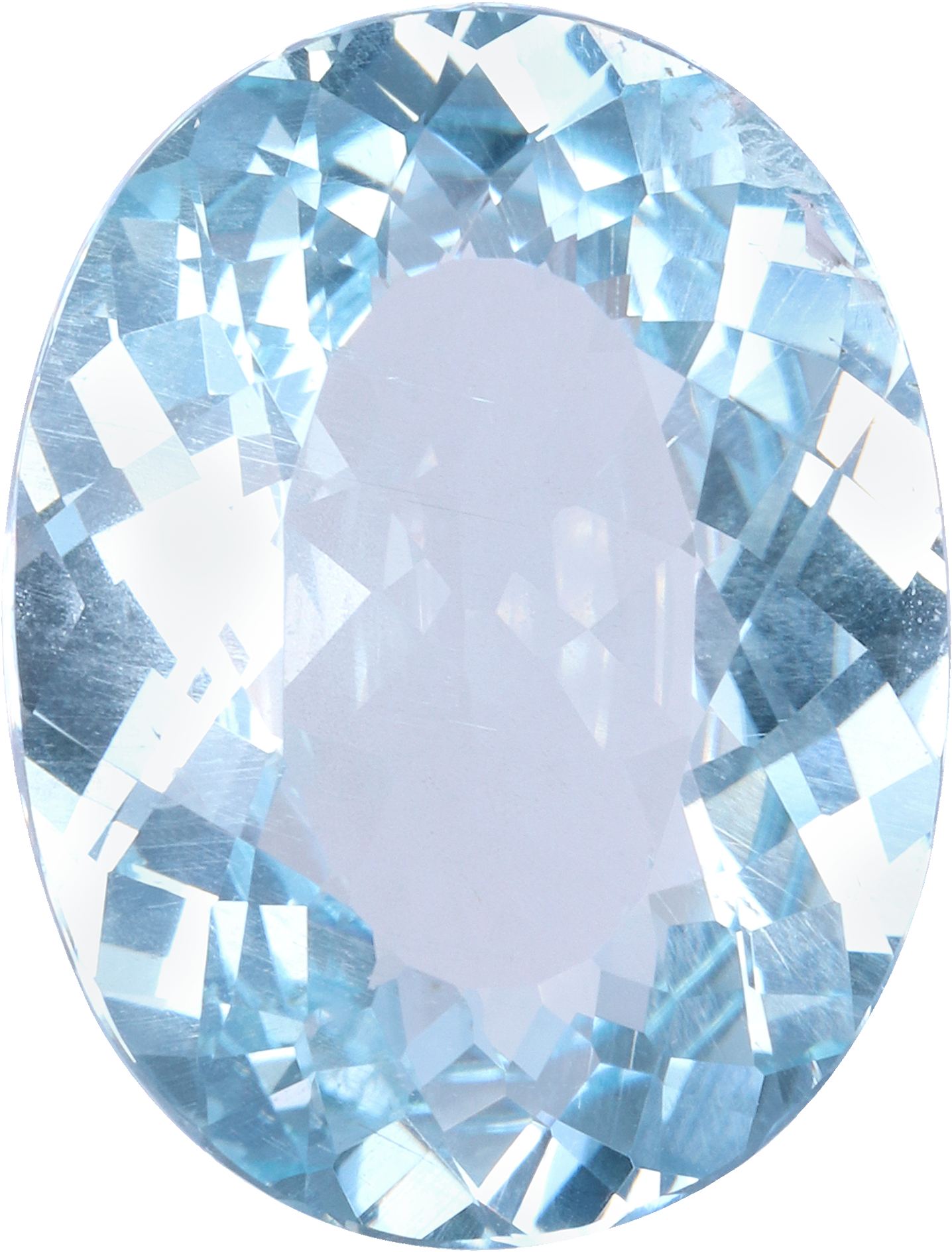 Oval cut aquamarine, 17.09 by 13 mm, shown at actual size