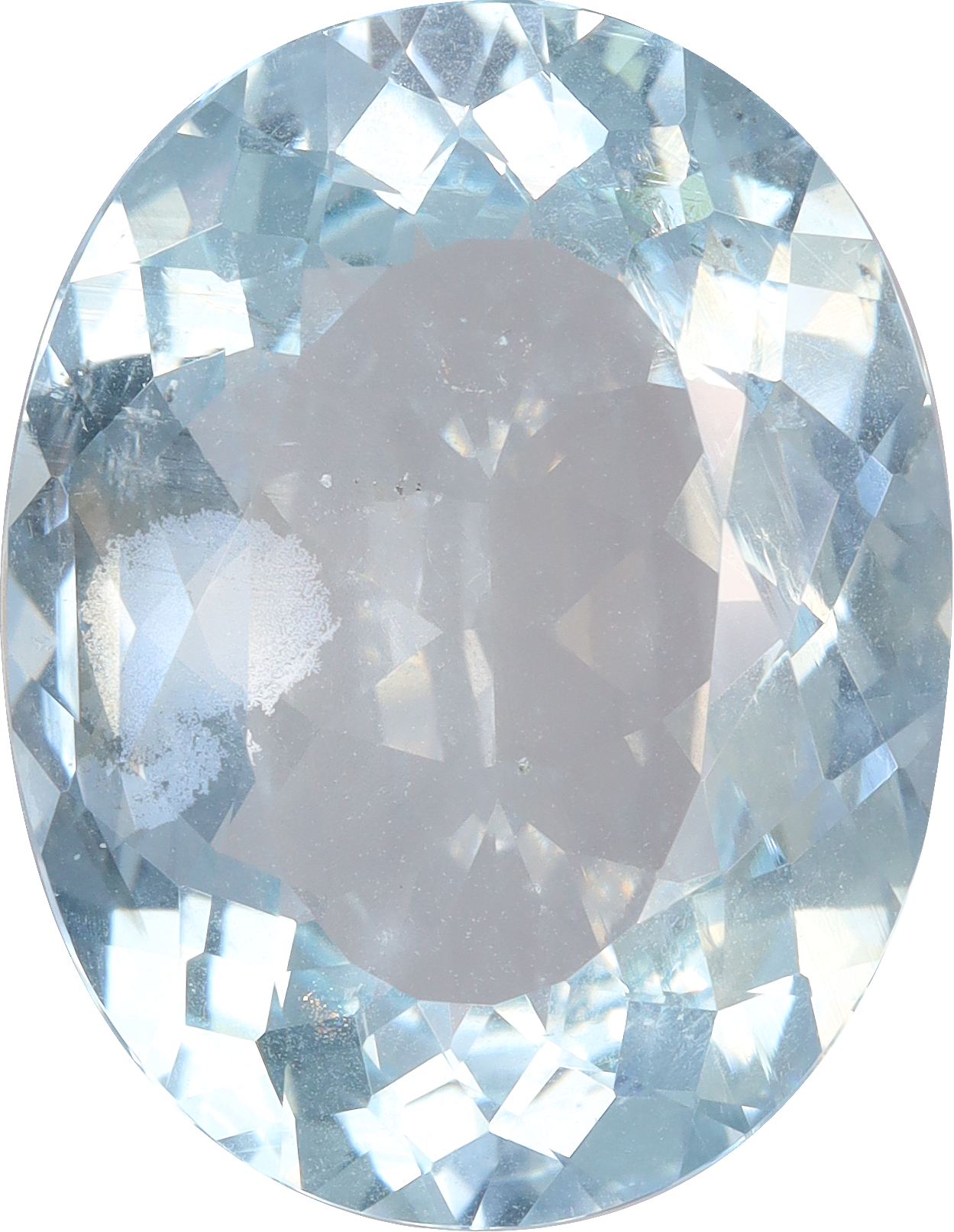 Oval cut aquamarine, 16.87 by 13.16 mm, shown at actual size
