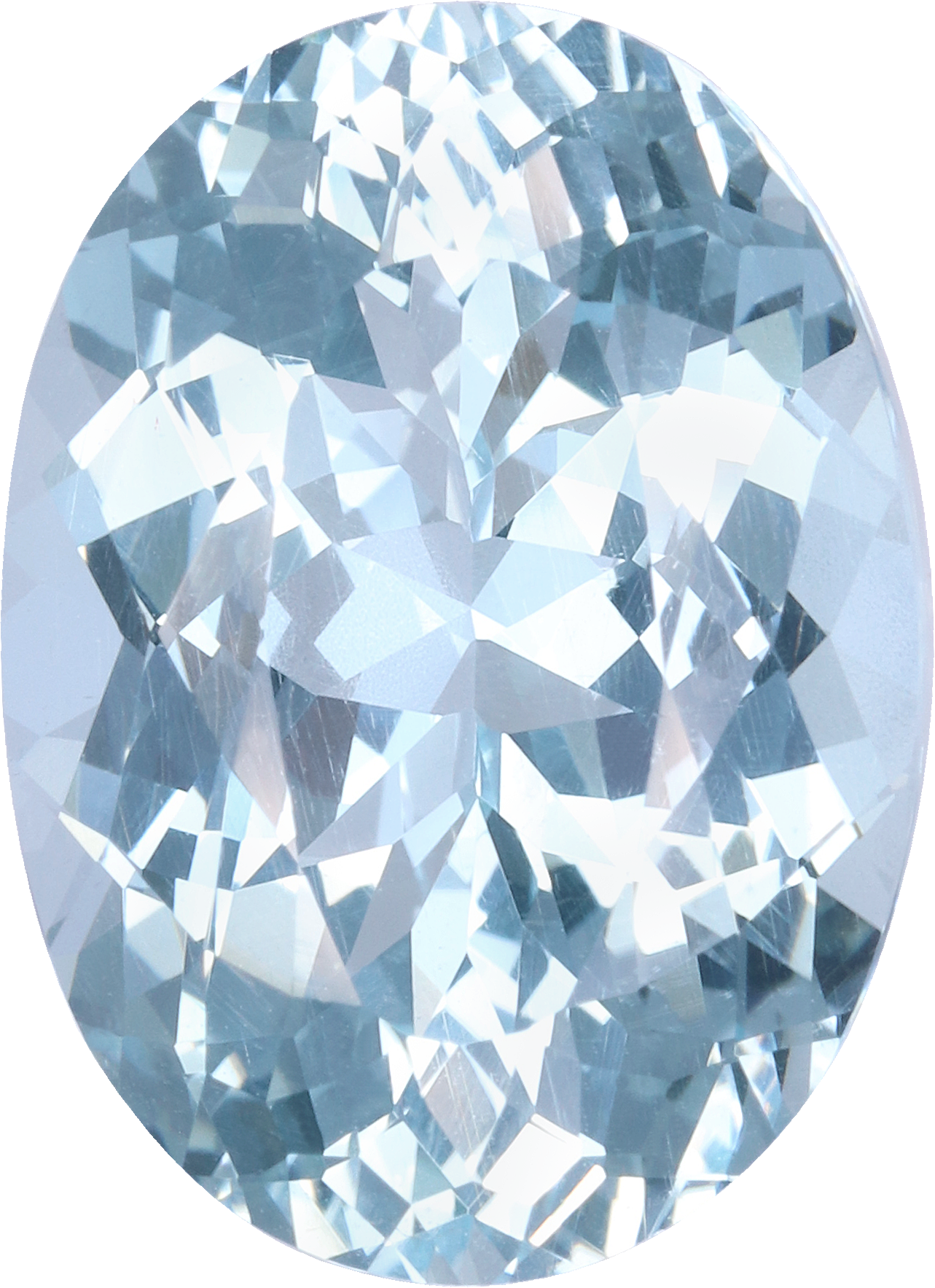Oval cut aquamarine, 16.88 by 12.33 mm, shown at actual size