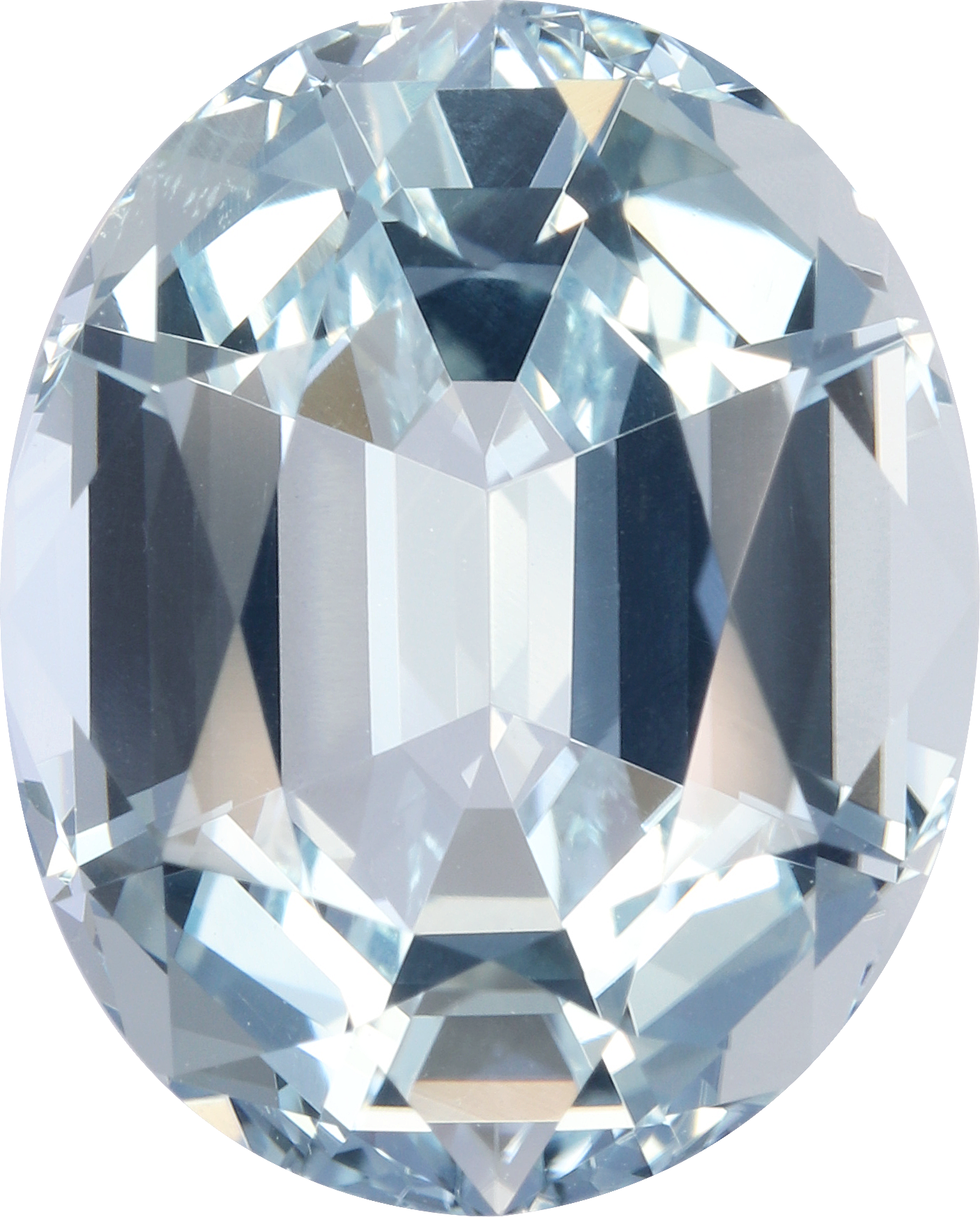 Oval cut aquamarine, 14.6 by 11.82 mm, shown at actual size