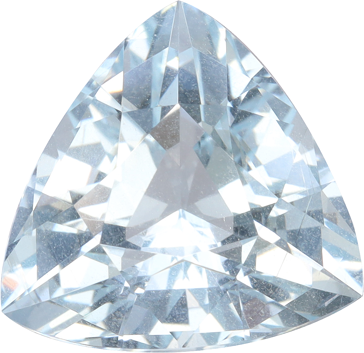 Trilliant cut aquamarine, 11.26 by 10.97 mm, shown at actual size