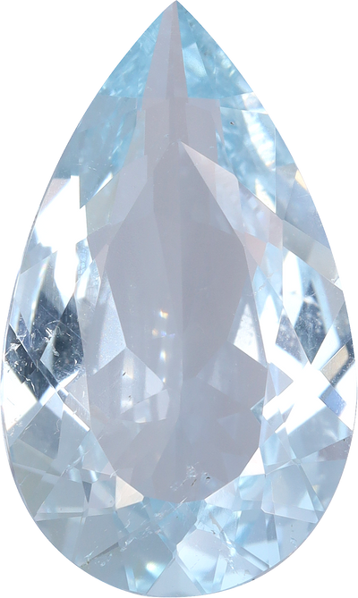 Pear cut aquamarine, 16.21 by 9.64 mm, shown at actual size