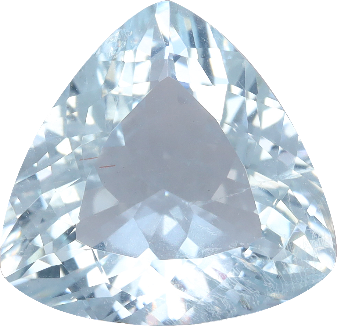 Trilliant cut aquamarine, 10.27 by 10.13 mm, shown at actual size