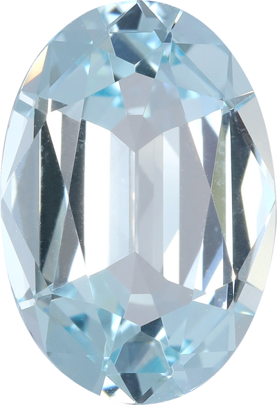 Oval cut aquamarine, 13.17 by 9.04 mm, shown at actual size