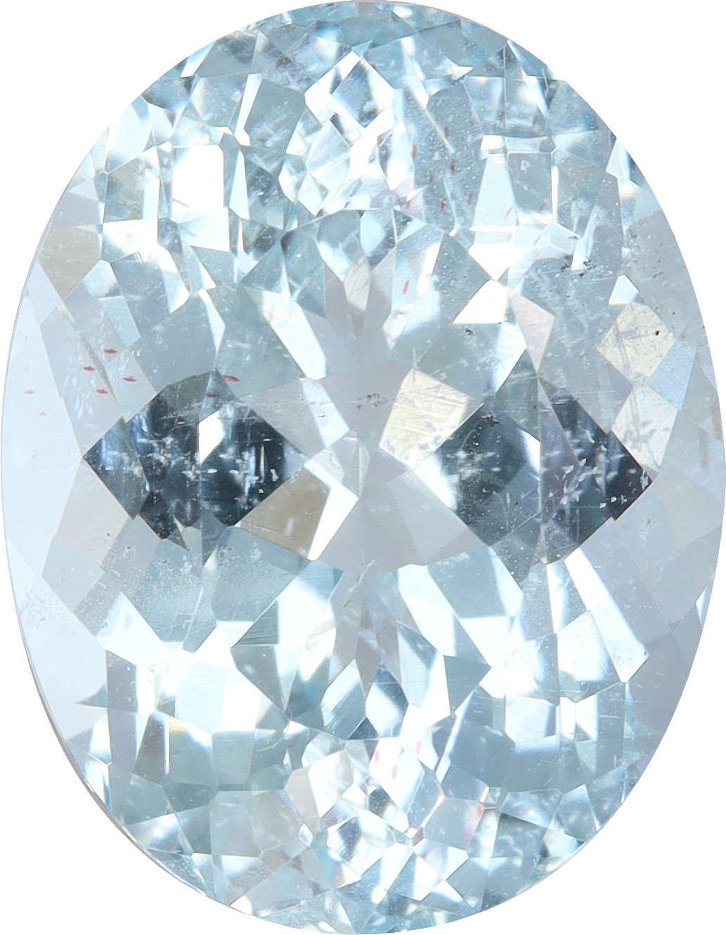 Oval cut aquamarine, 12.55 by 9.78 mm, shown at actual size
