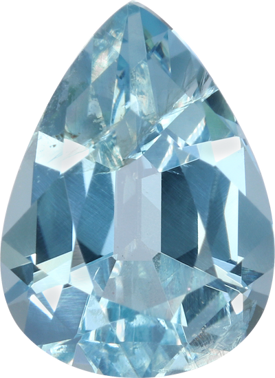 Pear cut aquamarine, 10.39 by 7.6 mm, shown at actual size