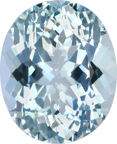 Oval cut aquamarine, 11.14 by 9.07 mm, shown at actual size
