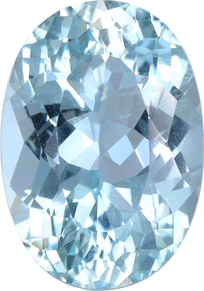 Oval cut aquamarine, 11.77 by 8.28 mm, shown at actual size