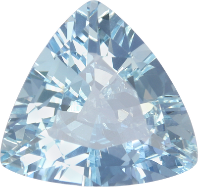 Trilliant cut aquamarine, 9.6 by 10.21 mm, shown at actual size