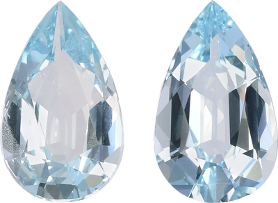 Pear cut aquamarine, 12.97 by 7.99 mm, shown at actual size