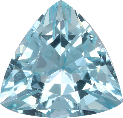 Trilliant cut aquamarine, 11.43 by 11.38 mm, shown at actual size