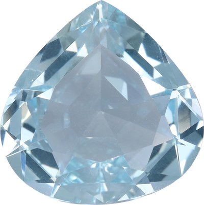 Trilliant cut aquamarine, 13.37 by 13.12 mm, shown at actual size