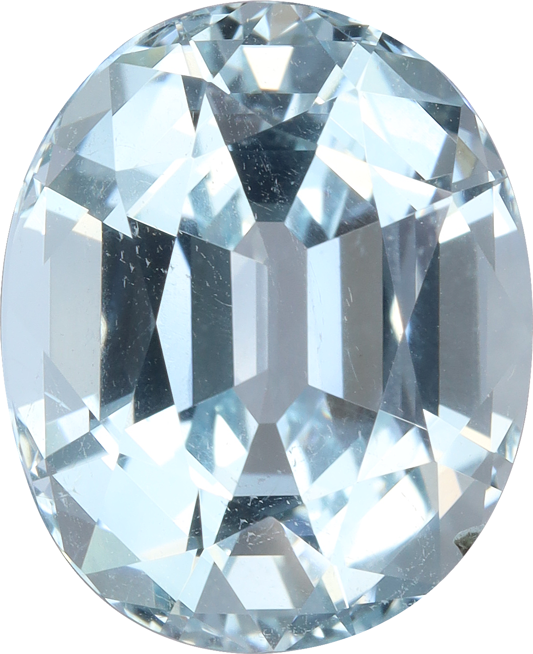 Oval cut aquamarine, 12.33 by 10.09 mm, shown at actual size