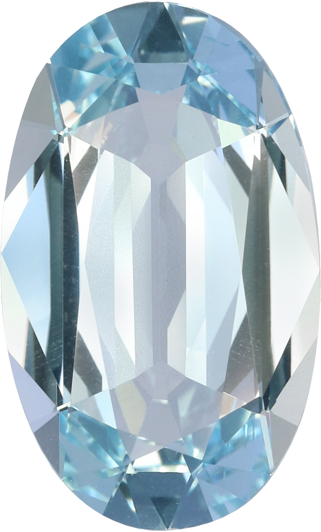 Oval cut aquamarine, 17 by 10.3 mm, shown at actual size