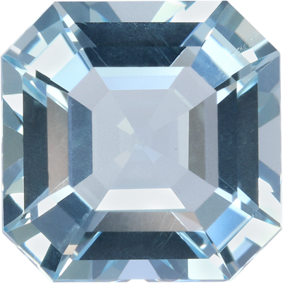 Square cut aquamarine, 8.97 by 8.94 mm, shown at actual size
