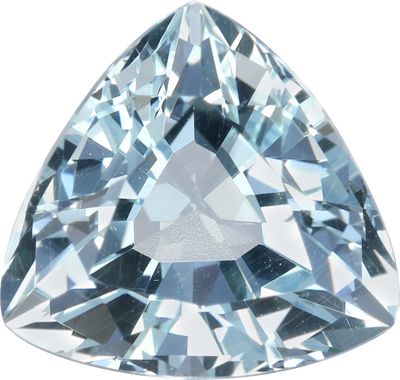 Trilliant cut aquamarine, 9.06 by 9.05 mm, shown at actual size