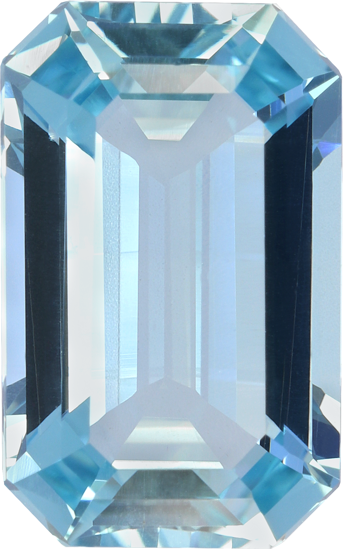 Rectangular cut aquamarine, 11.51 by 7.24 mm, shown at actual size