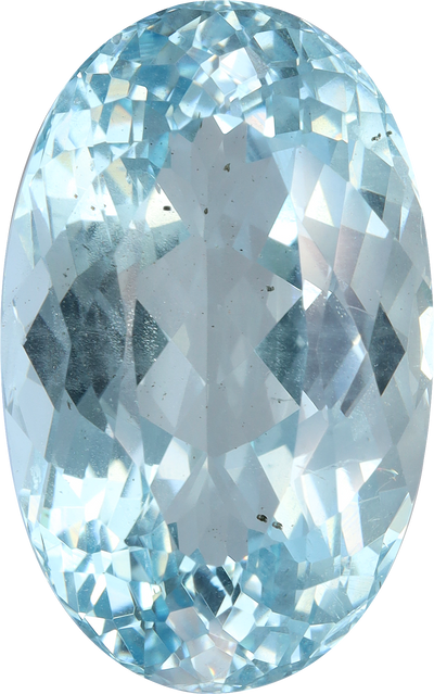Oval cut aquamarine, 21 by 13.2 mm, shown at actual size