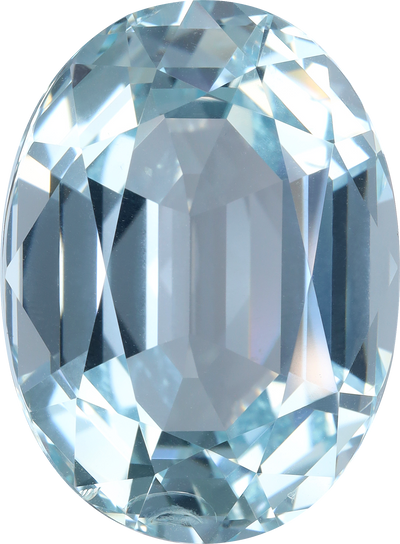 Oval cut aquamarine, 22.41 by 16.48 mm, shown at actual size