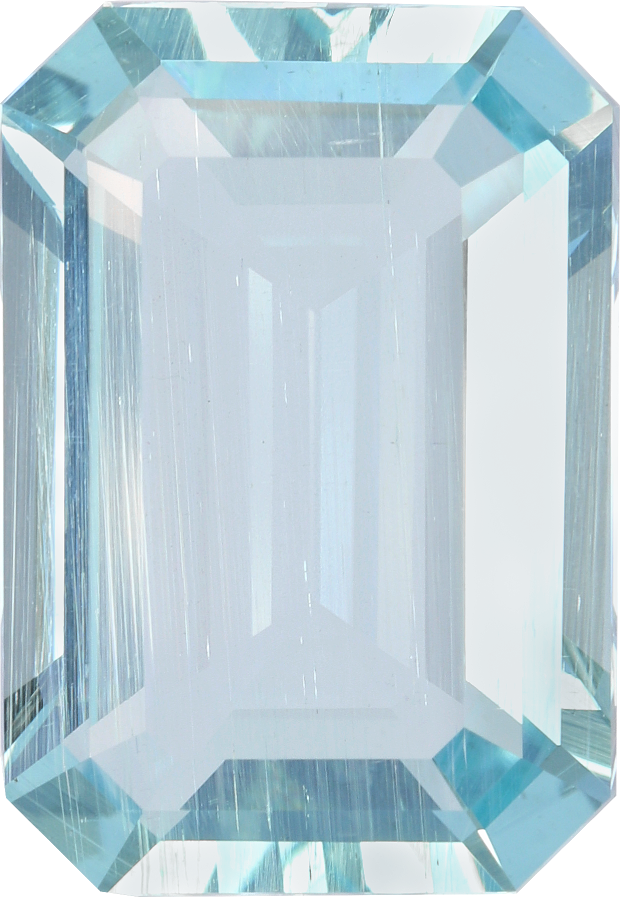 Rectangular cut aquamarine, 17 by 11.81 mm, shown at actual size
