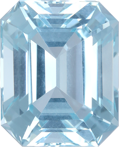 Rectangular cut aquamarine, 15.93 by 12.85 mm, shown at actual size