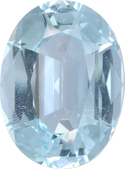 Oval cut aquamarine, 18.15 by 13.47 mm, shown at actual size
