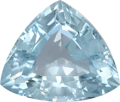 Trilliant cut aquamarine, 15.59 by 15.17 mm, shown at actual size